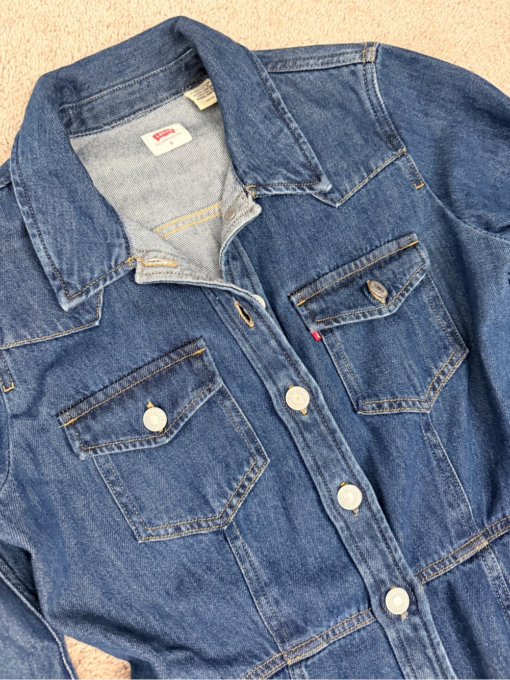 Levi's Classic Blue Denim Button-Front Long Sleeve Dress - Picture 4 of 5